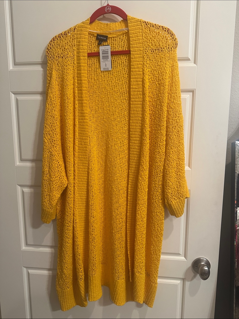 torrid Bright Yellow Open-Knit Long Cardigan